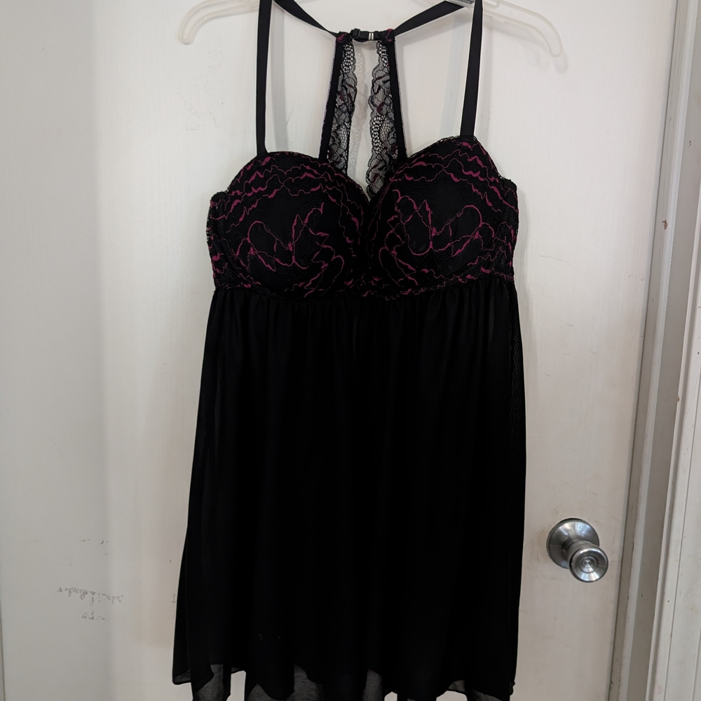 Torrid Black and Pink Lace Babydoll